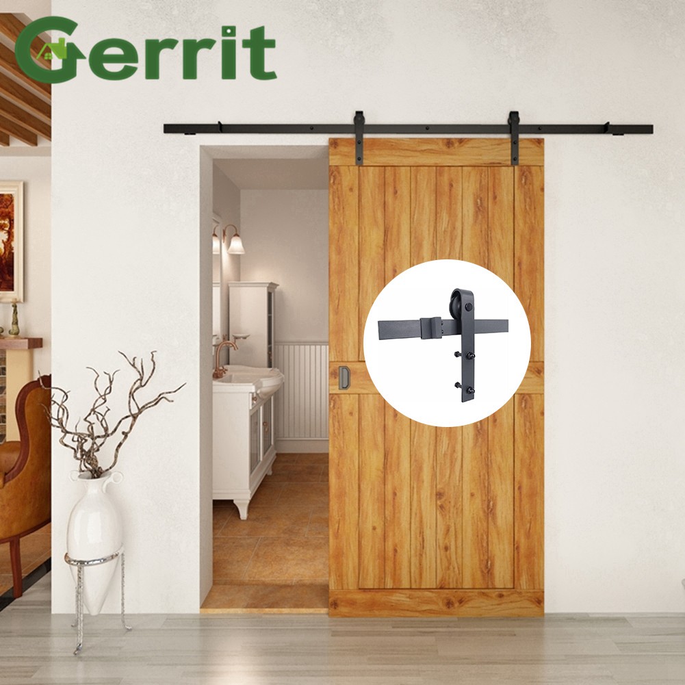 4.9FT/6FT/6.6FT/8FT Carbon Steel Rustic Interior Wood Barn Sliding Door Hardwarenot Sell Door