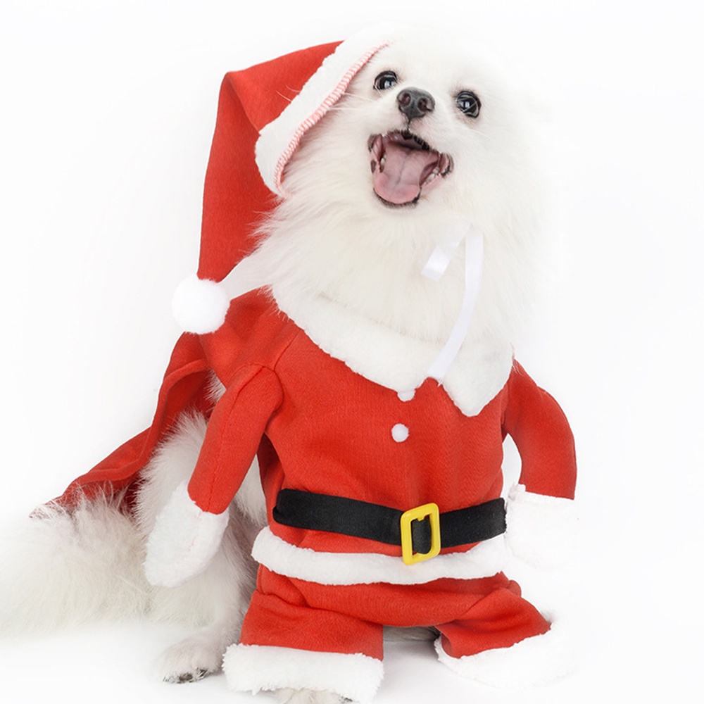 Christmas Pet Santa Claus Suit Costumes Dog Cat Puppy Jumpsuit Hoodies
