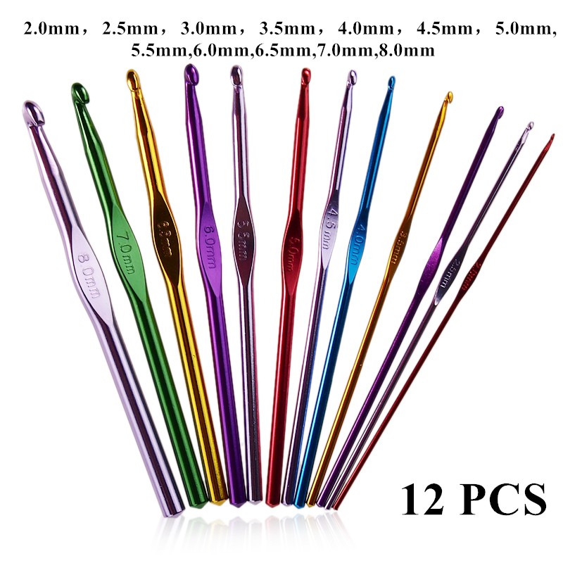 12 sizes Mixed Aluminum Handle Crochet Hook Set 2mm8mm Shopee