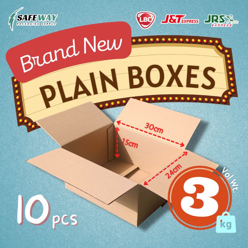 Corrugated Carton Box (10pcs) Brand New Plain RSC 3 kilo box JNT J&T