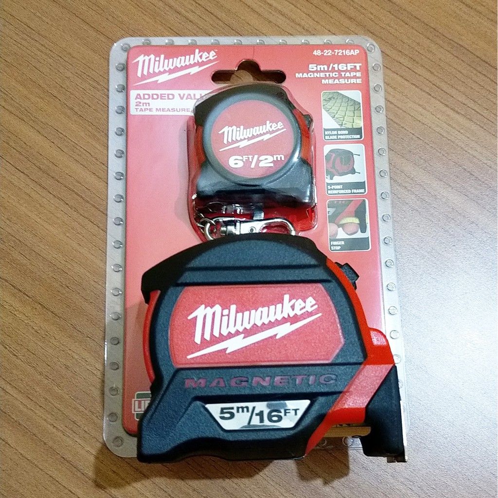 Tape Measure 5m 16ft + 2m 6ft Premium Milwaukee Shopee