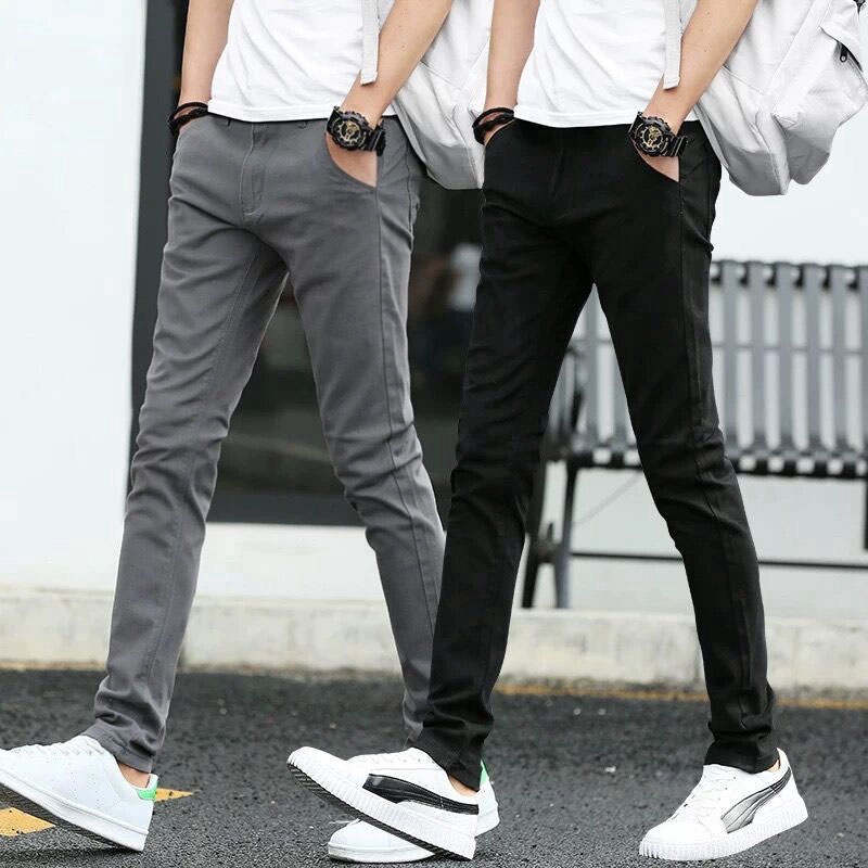 Men's Slim Fit Casual Pants Slack Stretch Cotton Chinos Elastic Cotton
