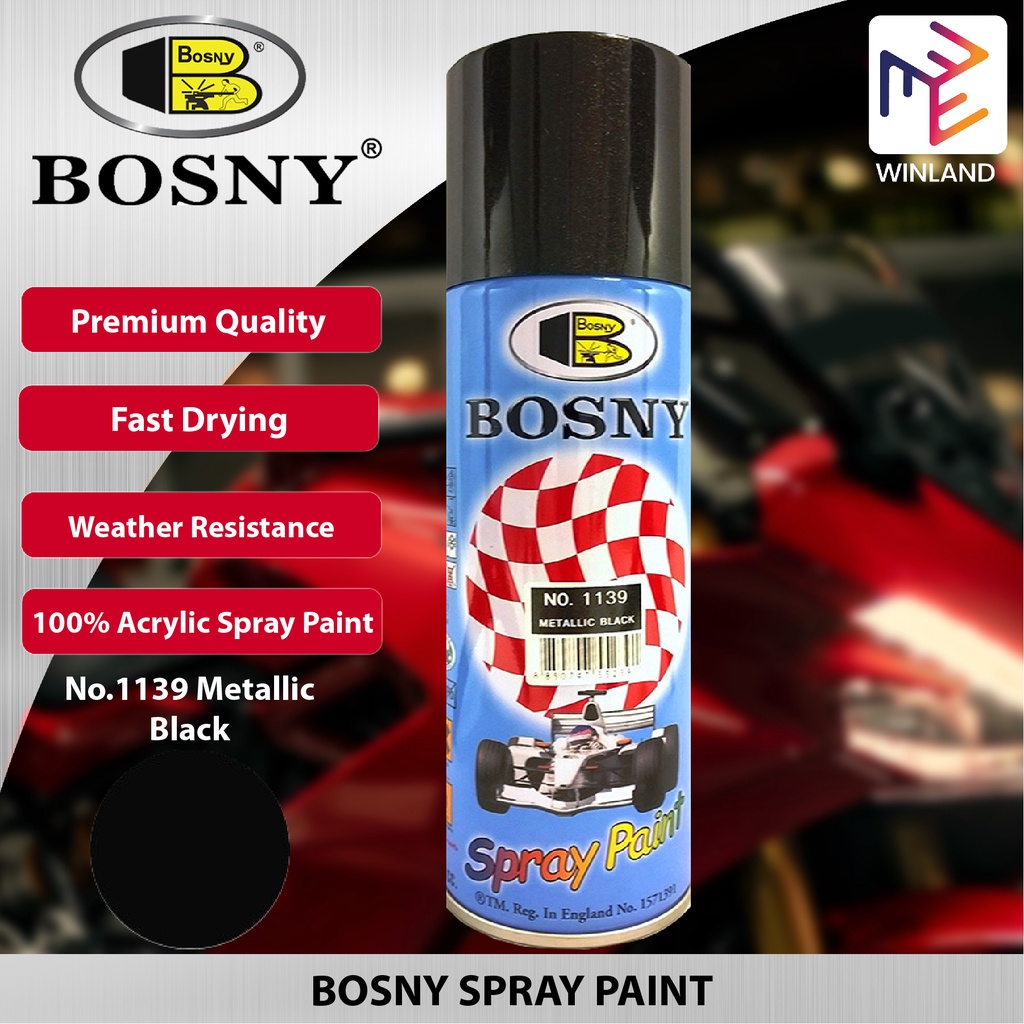 Bosny Pearl and Metallic Spray Paint No.1139 Metallic Black Spraypaint