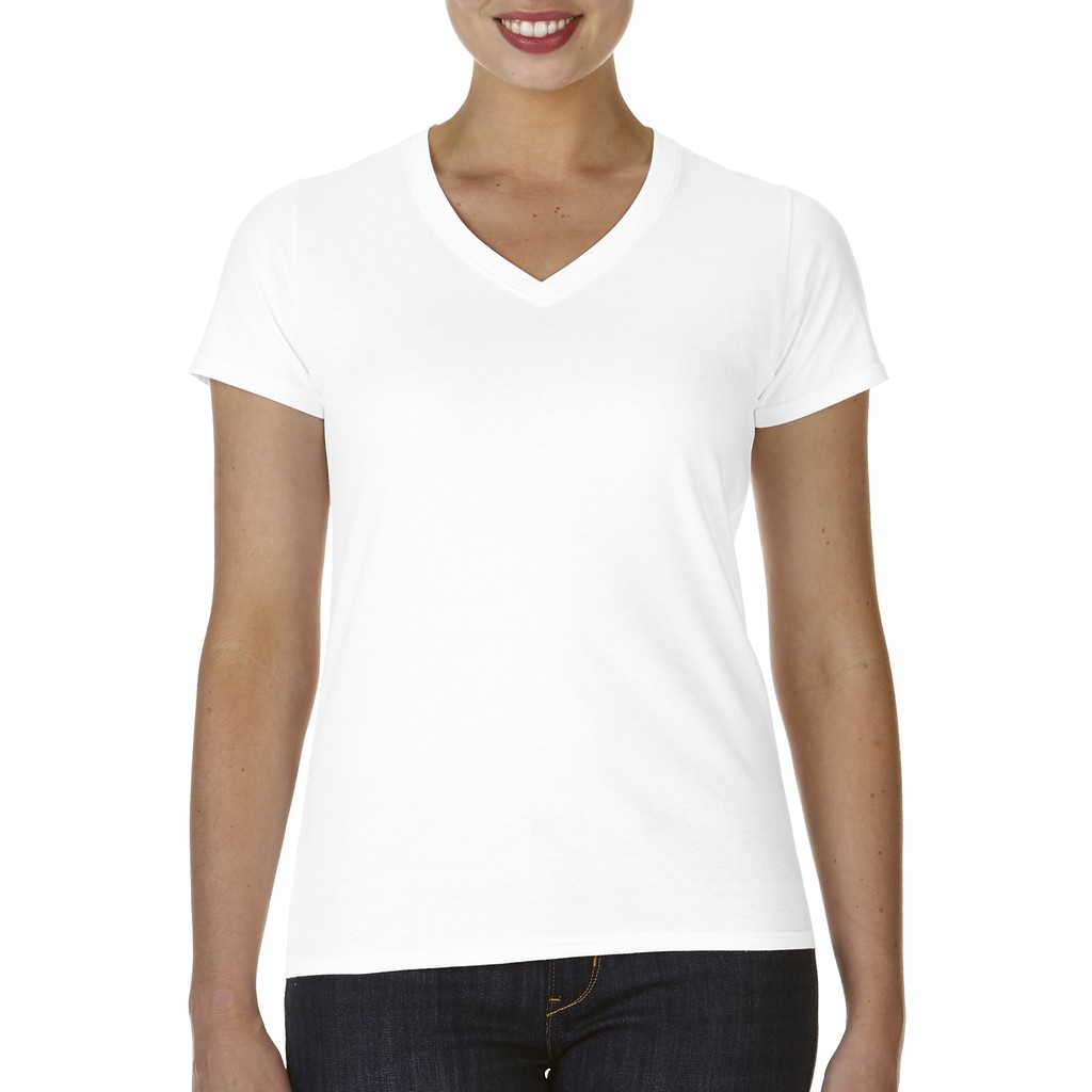 Gildan Softstyle Ladies VNeck TShirt (White) Shopee Philippines