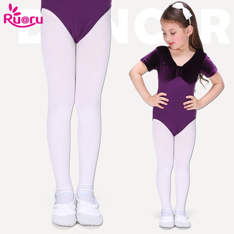 )RRuoru Professional Kids Children Girls Adult Ballet Tights White