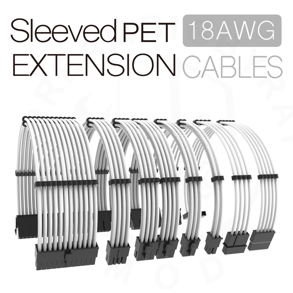 white color sleeved PC psu extension cable cpu gpu sata Shopee