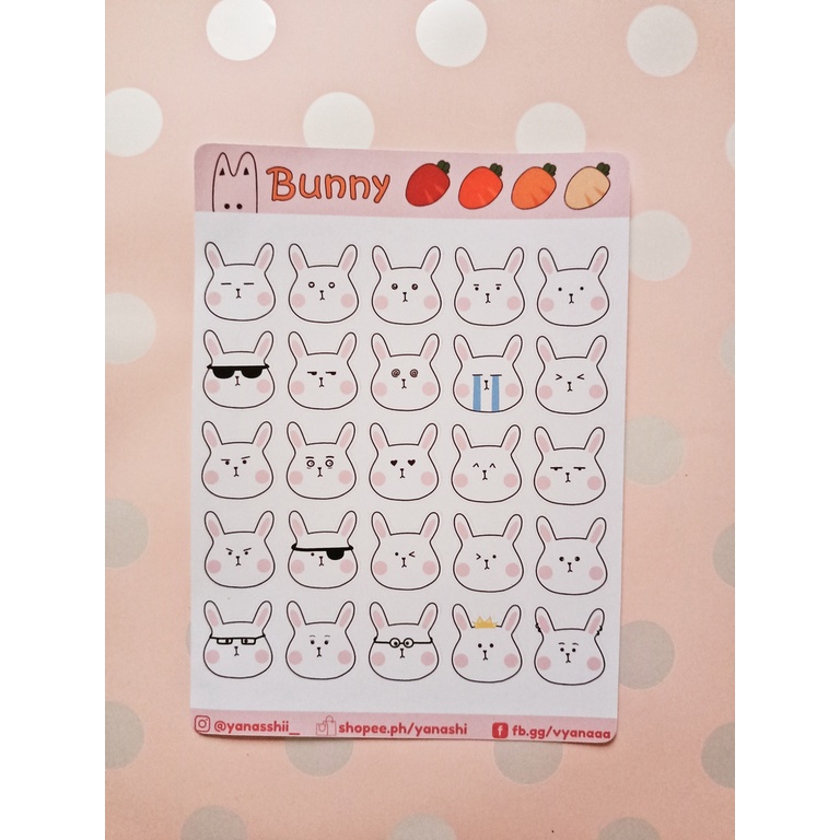 25 Cute Bunny Emotes Sticker Set Original Handmade Stickers Shopee