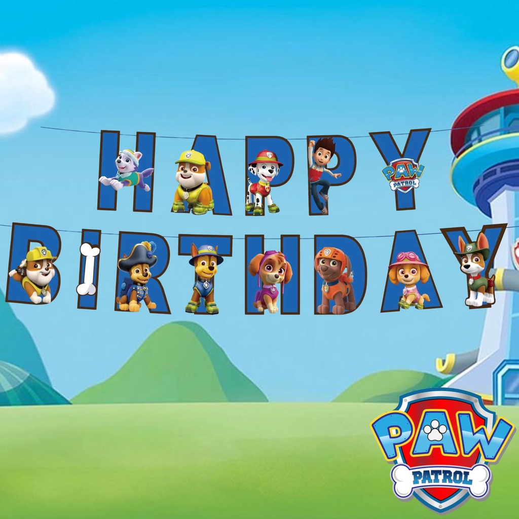 Paw Patrol Happy Birthday Banner Paw Patrol Banner Birthday Character