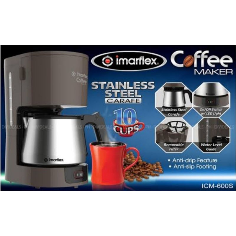 Imarflex Coffee Maker 10 Cups ICM600S Shopee Philippines