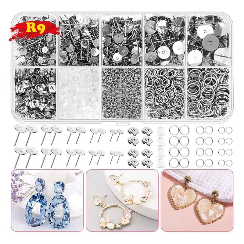 1650Pcs Earring Posts and Backs,Earring Making Supplies and Earring