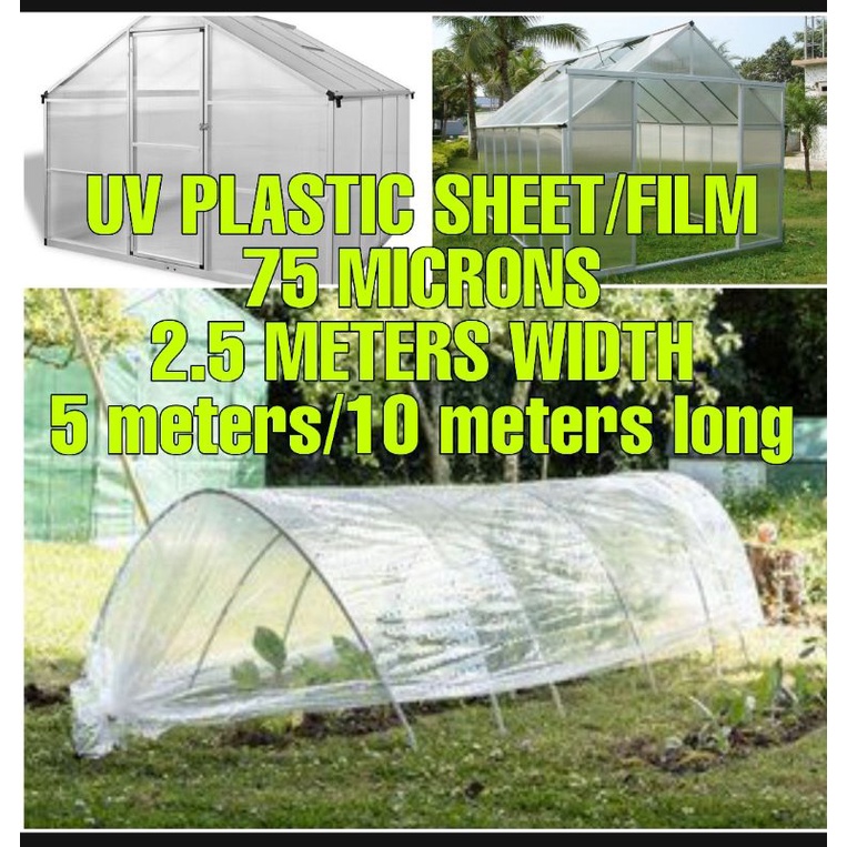 5m/10m UV Plastic Sheet/Row Cover 75 microns x 2.5m width for