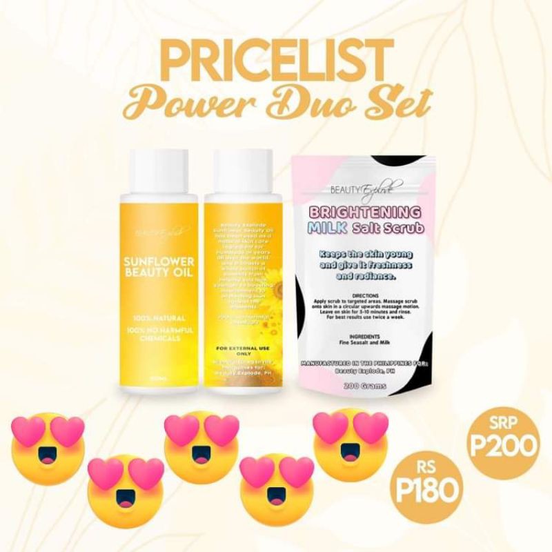POWER DUO SET SUNFLOWER BEAUTY OIL BY BEAUTY EXPLODE AUTHORIZED