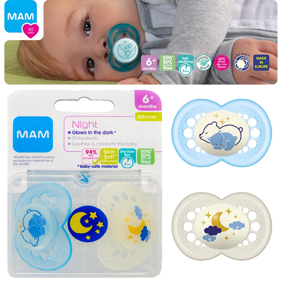 MAM 6m+ Glow in the Dark Baby Pacifier Orthodontic Soother with