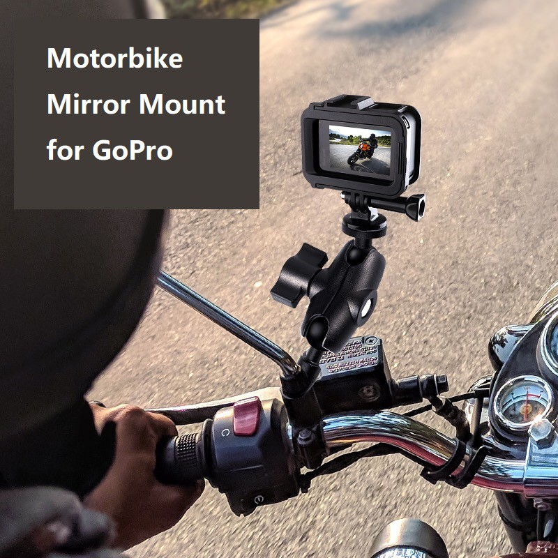 Motorcycle Bike Camera Holder Handlebar Mirror Mount Bracket 1/4 Metal
