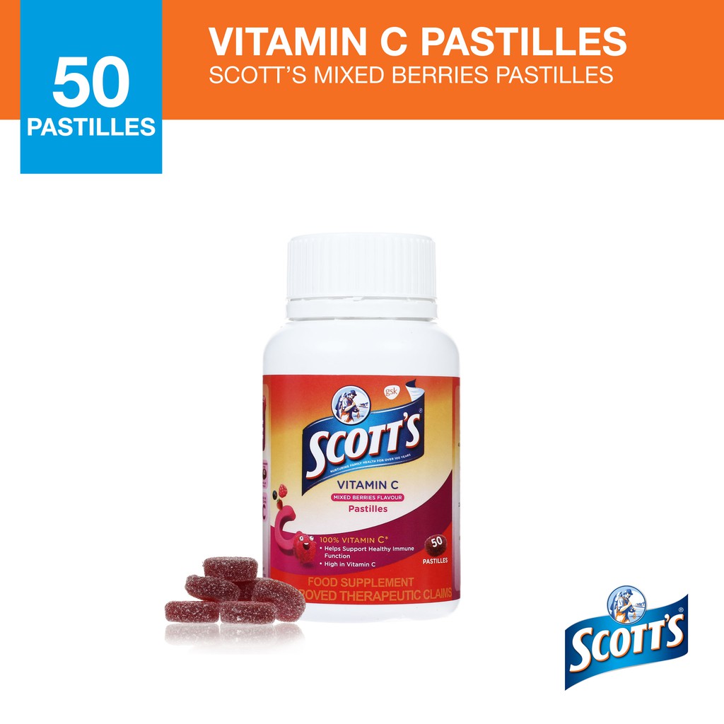 Scott's Vitamin C Pastilles Mixed Berries Flavour for Kids and Adults Immunity 50s Shopee