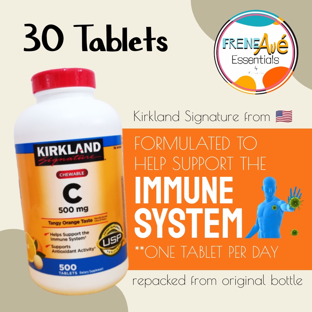 Kirkland Signature Chewable Vitamin C 500 Mg Tangy Orange Taste 30