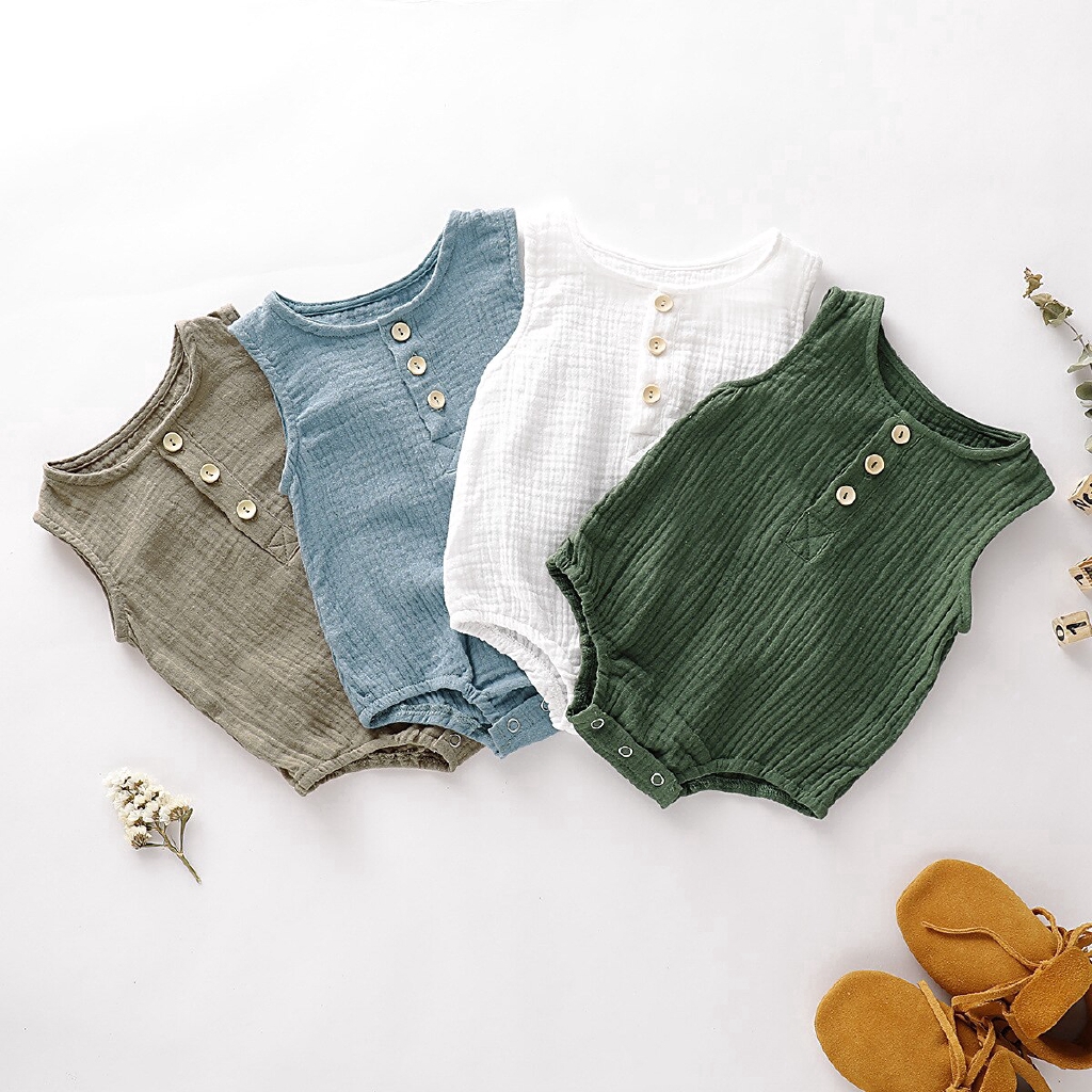 Baby Rompers Solid Bodysuit Linen Romper Jumpsuit Unisex Baby Clothes