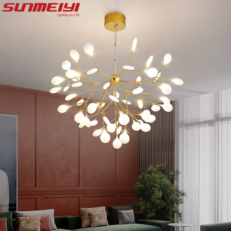 SUNMEIYI Modern firefly LED Chandelier light stylish tree branch chandelier lamp firefly ceiling