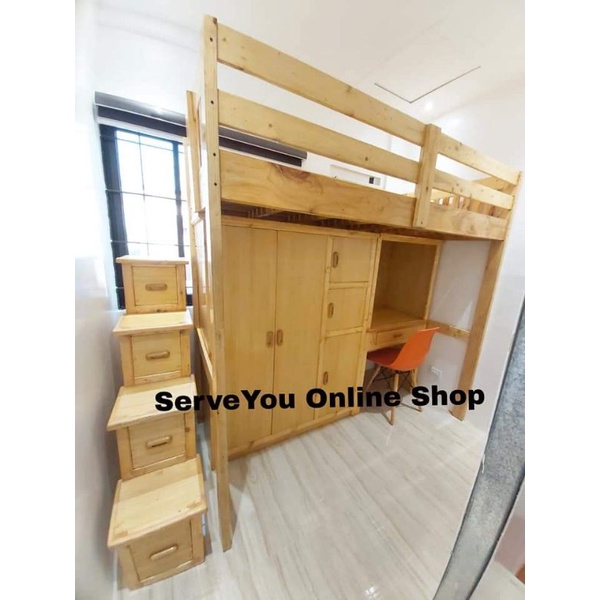 (PREORDER MESSAGE US FIRST) Loft Bed with framed table and