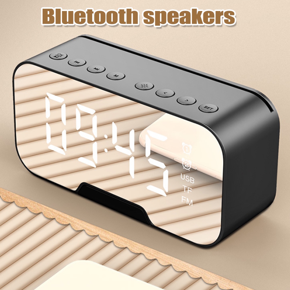 Smart Set Alarm Clock Radio Wireless Bluetooth Speaker LCD Alarm Clock Mini Portable Speaker