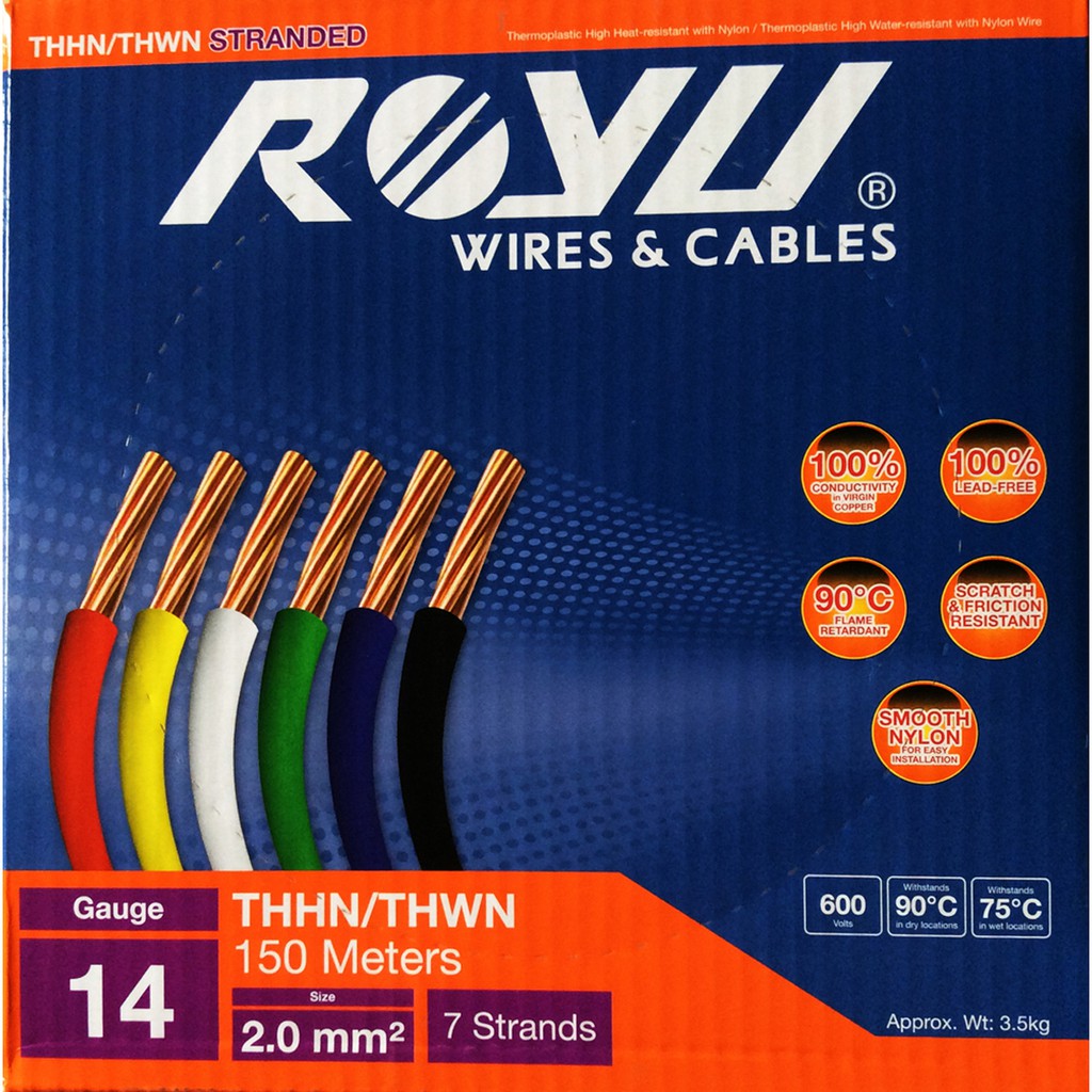 Royu THHN / THWN Wire 14 stranded (2.0mm2) ₱2,750