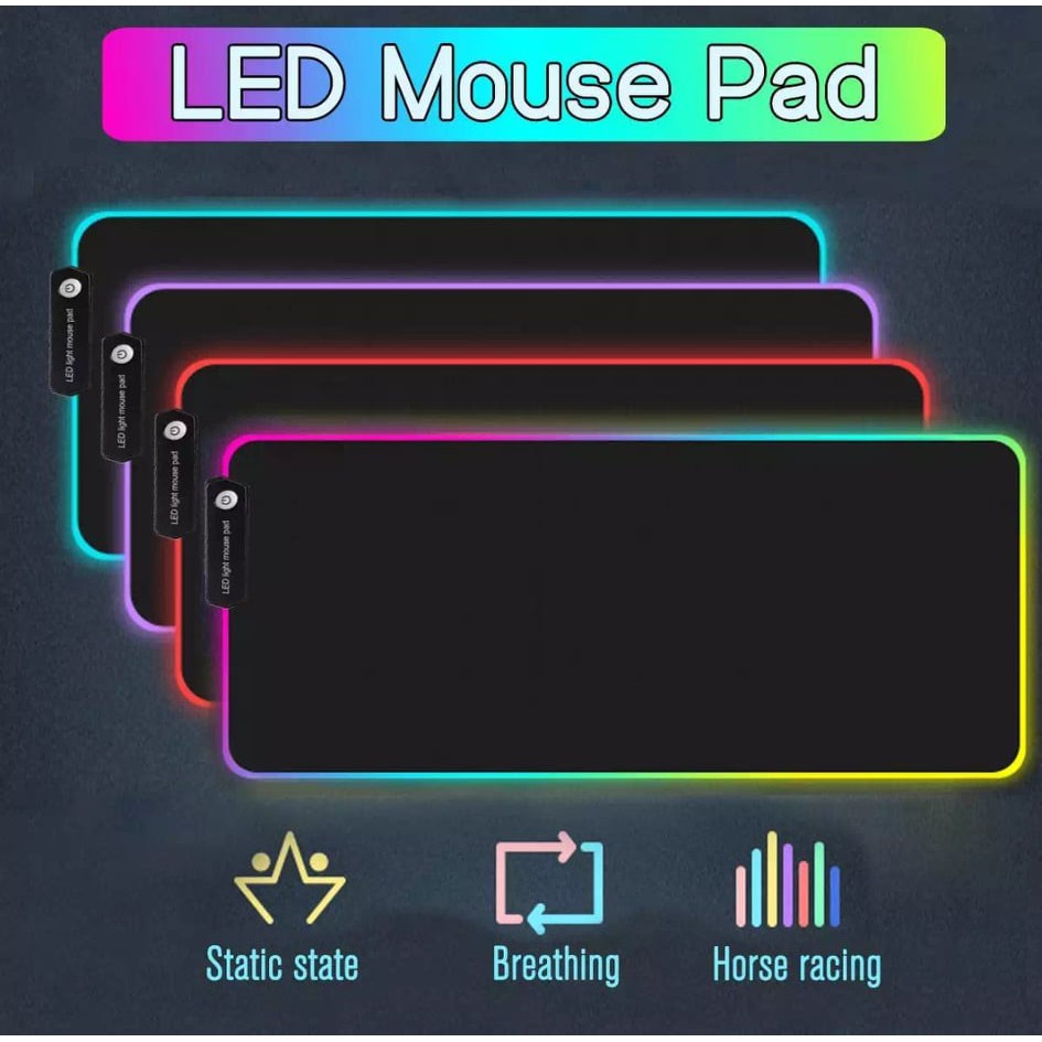 RGB Colorful LED Lighting Light Gaming Mouse Pad Soft Large Computer