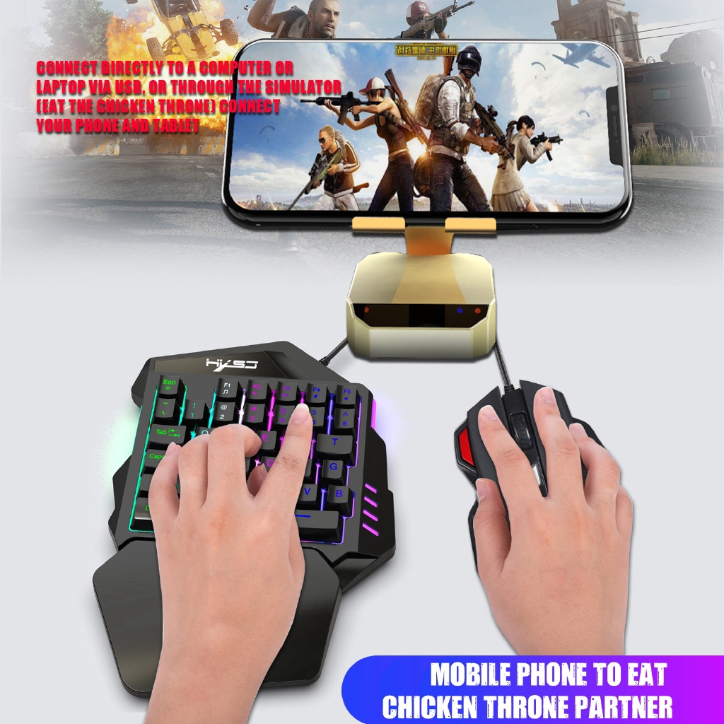 Mini gaming keyboard and mouse onehand control game for mobile phone
