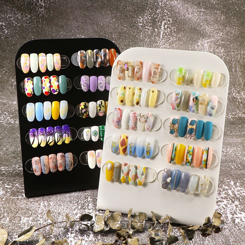 1Pc Iron Nail Art Display Stand Board With 10 Acrylic Strips
