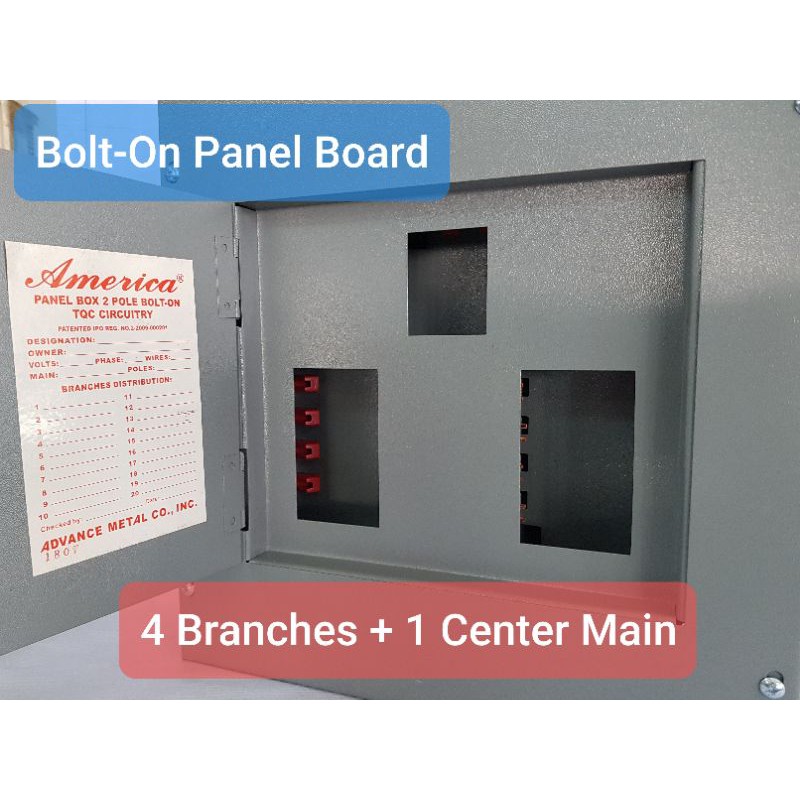 Bolt On Panel Board 4 Branches 2 Pole Single Phase America Center Main
