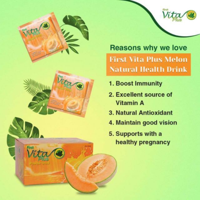 First Vita Plus Melon flavor/Natural drink 20sachet (20g) Shopee