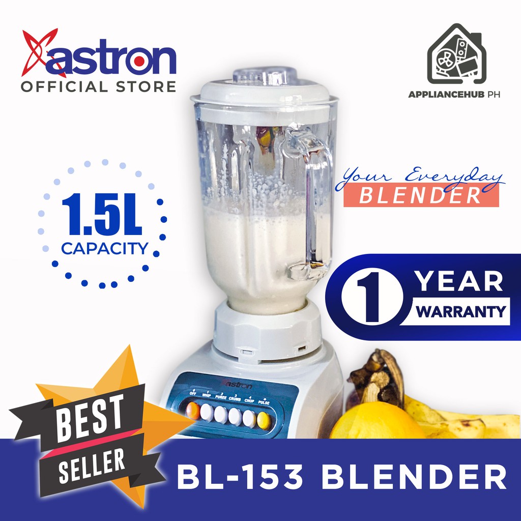 Astron BL153 Blender with 1.5L Glass Jug (White) Shopee Philippines