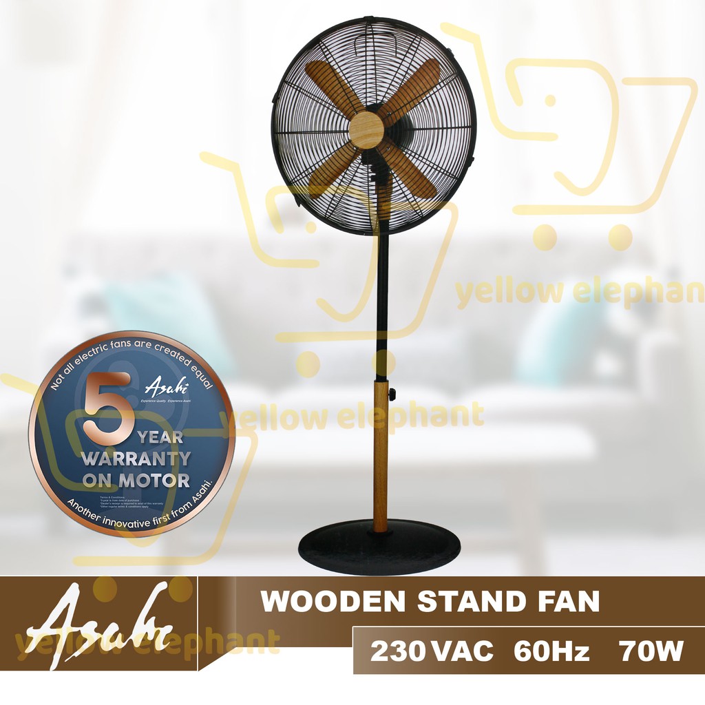 Asahi Electric Fan Retro Wooden Stand Yellow Elephant Everyday Low