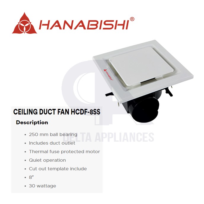Hanabishi Ceiling Duct Fan HCDF 8ss Shopee Philippines
