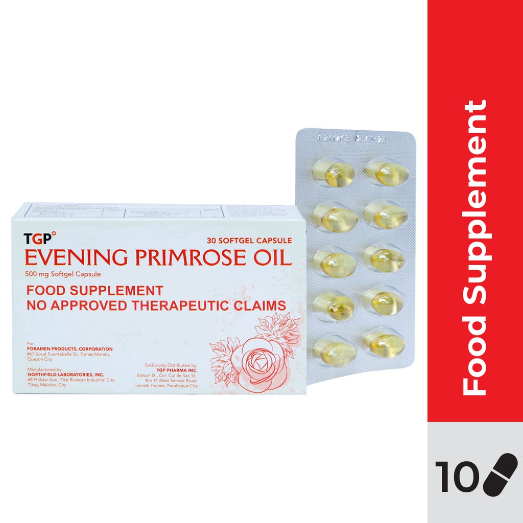 TGP Evening Primrose Oil 500mg Capsule 10 Pcs/pack Treatment Of Acne
