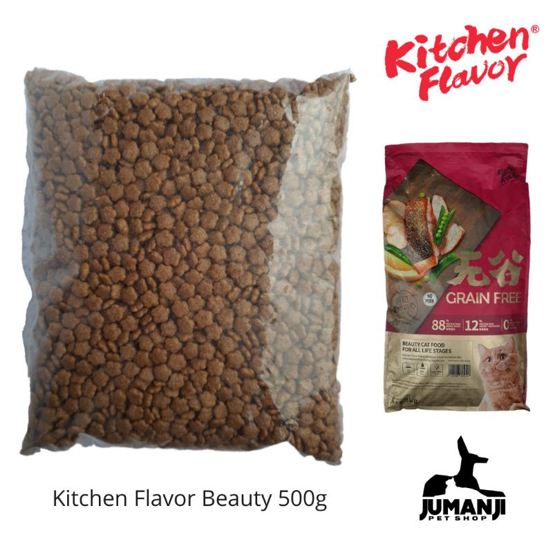 Kitchen Flavor Beauty 500gr Clear Plastic Cat Food All Ages All Life