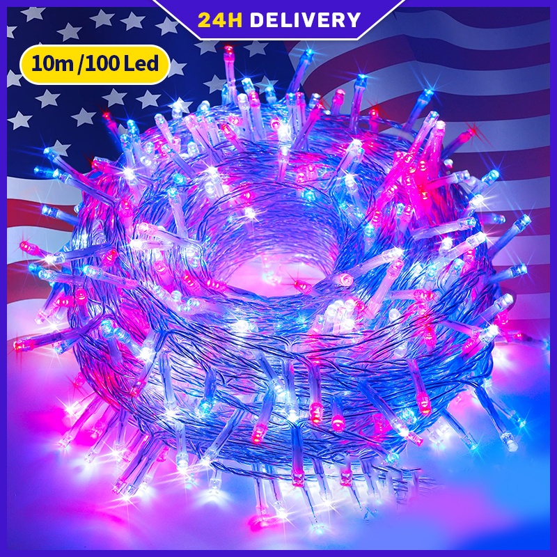 100 LED String Lights Indoor Outdoor Warm White Christmas Lights Clear