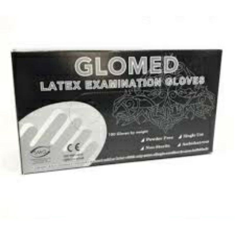 GLOMED Latex Disposable Examination Gloves Black 100 pcs / 1 box