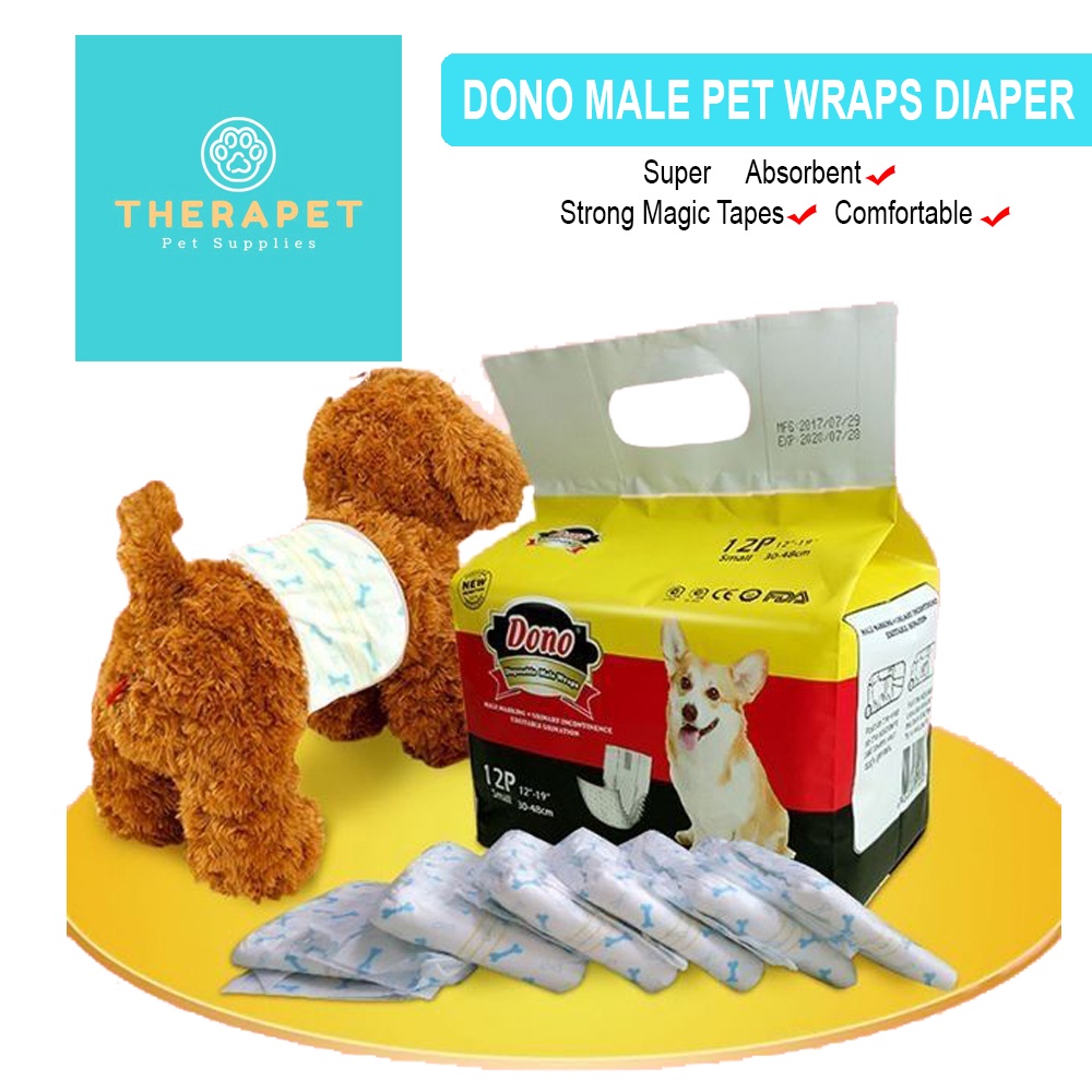 THERAPET Dono Disposable Male Pet Wraps Diaper Medium & Large with