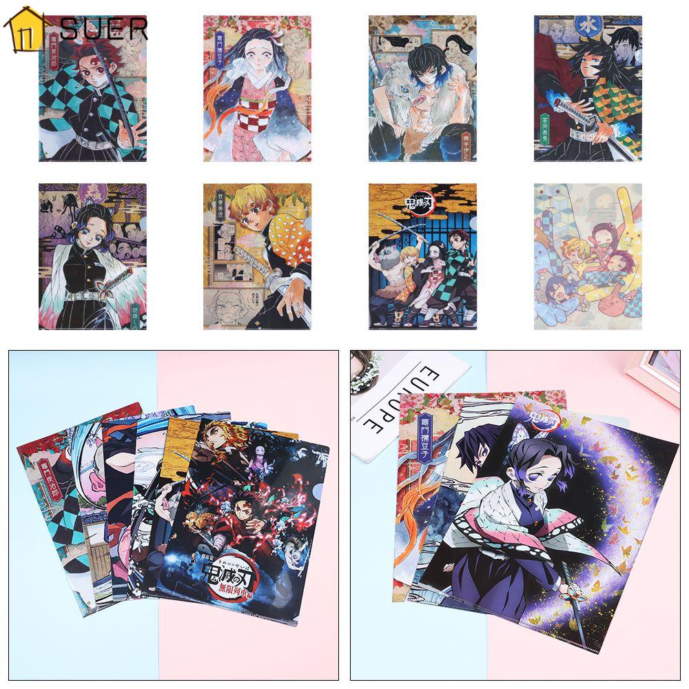 SUER Plastic Book Cover Anime Demon Slayer School Supply Cartoon
