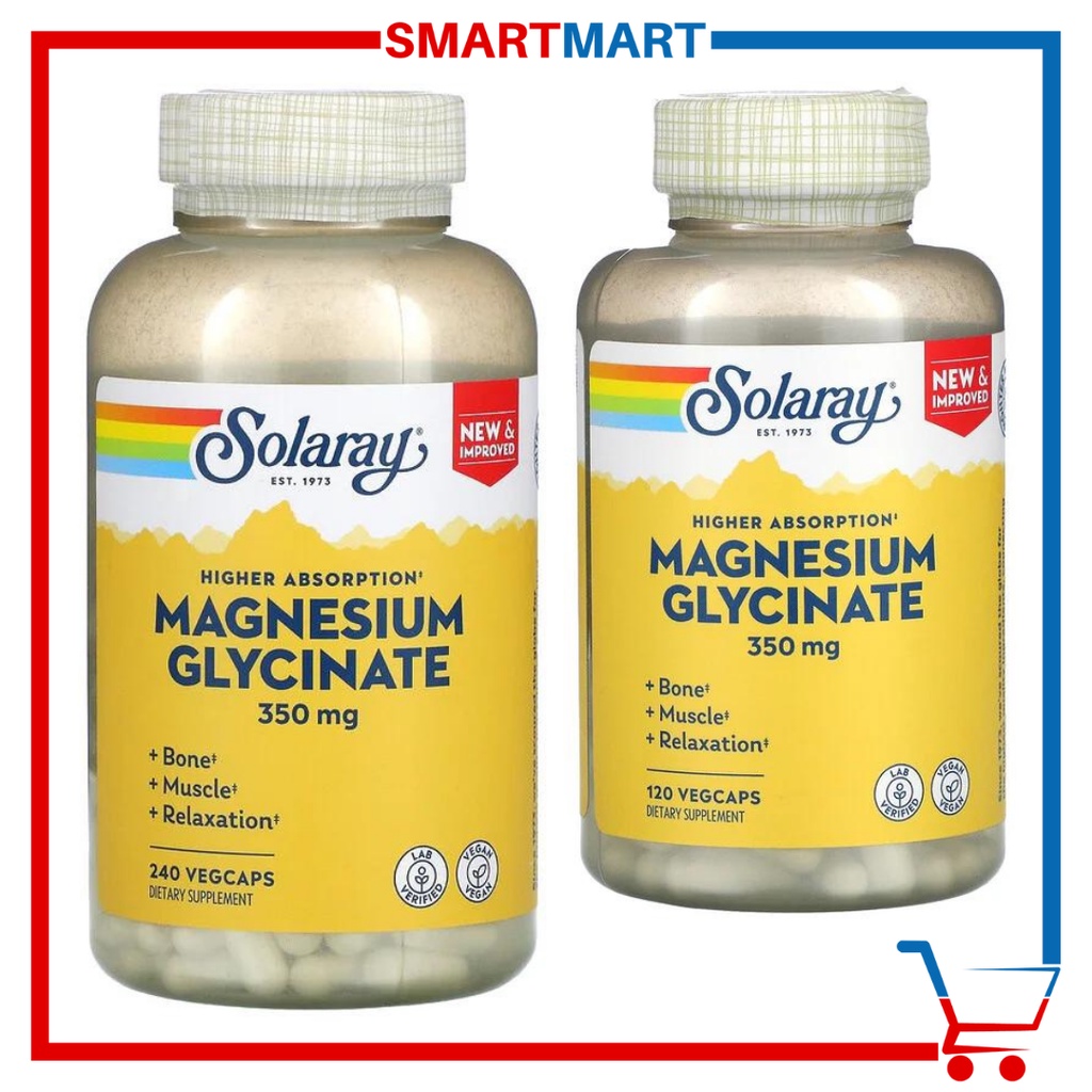 Solaray Magnesium Glycinate 350 mg 120 or 240 Vegetable Capsules