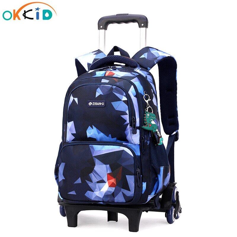 2022 New Kids School Bag With Wheels Rolling Backpack For Boys Children