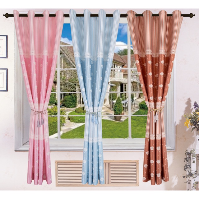 1PC Flower Bedroom curtains Blackout Solid Window Curtain Shopee