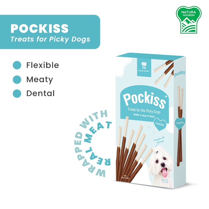 Natura Nourish Pockiss Dog Stick Treats Beef & Milk 60g 2 Pockets 30g