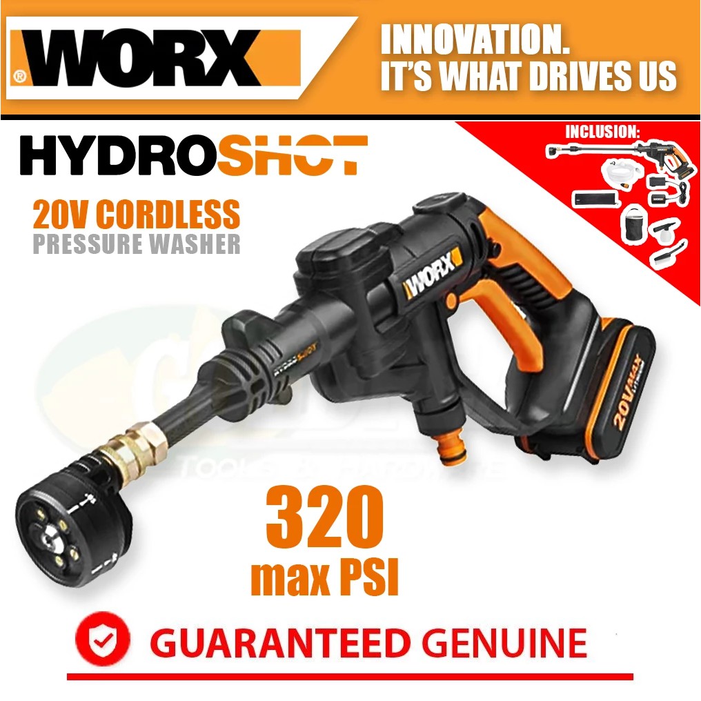 Worx WG629E.1 20V Hydroshot Cordless Portable Pressure Washer Kit