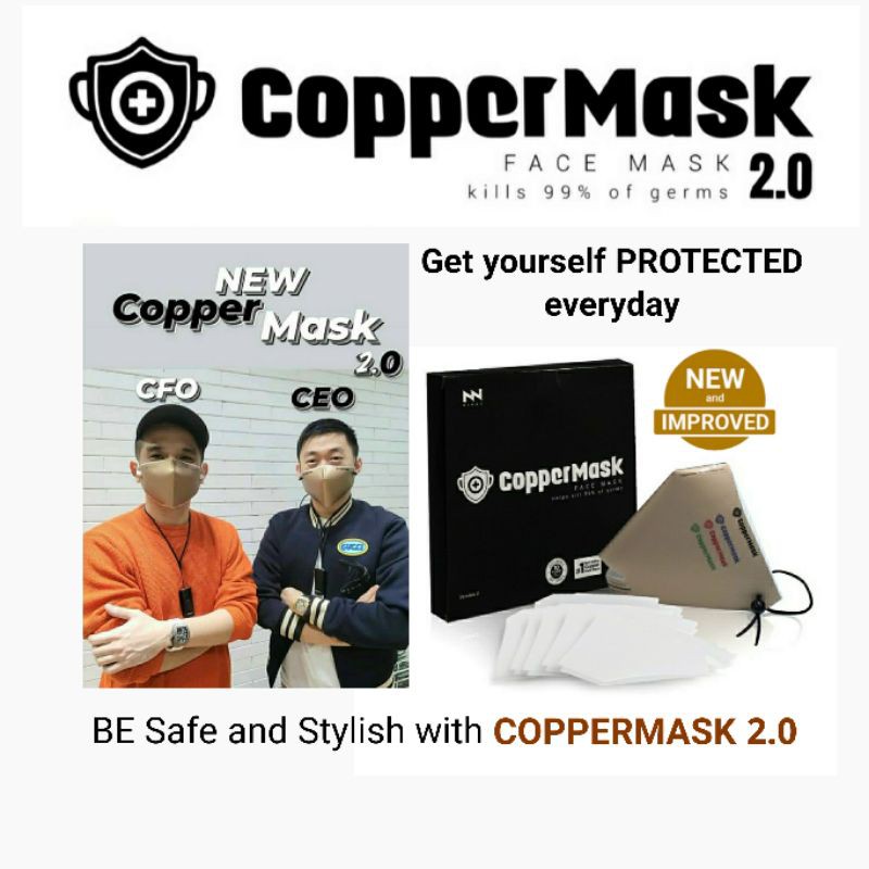 COPPER MASK 2.0 (New and Improved) ORIGINAL (AntiMicrobial/Self