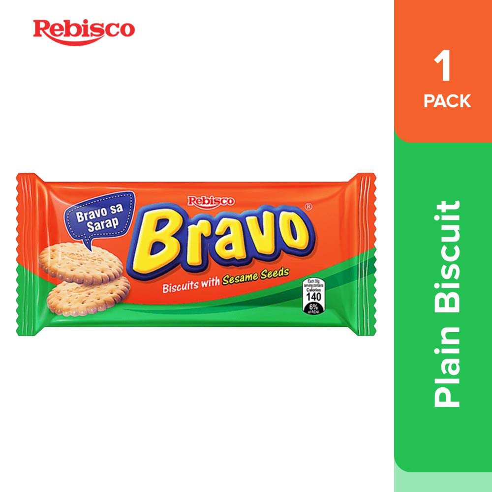 Rebisco Bravo Plain Biscuits with Sugar and Sesame Seeds 31G X 10Pcs