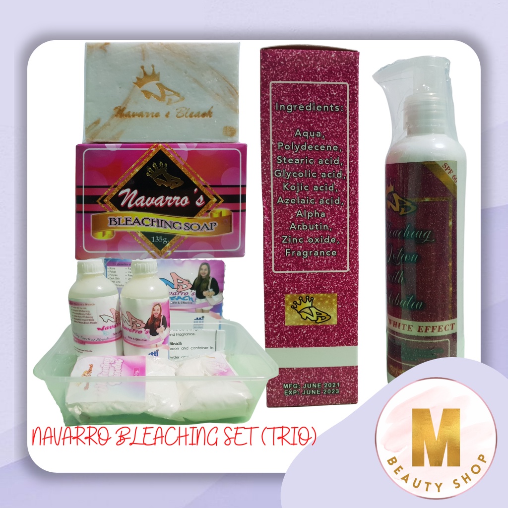 Navarro Bleaching Set Trio (PreMix, Soap, Lotion) Shopee Philippines
