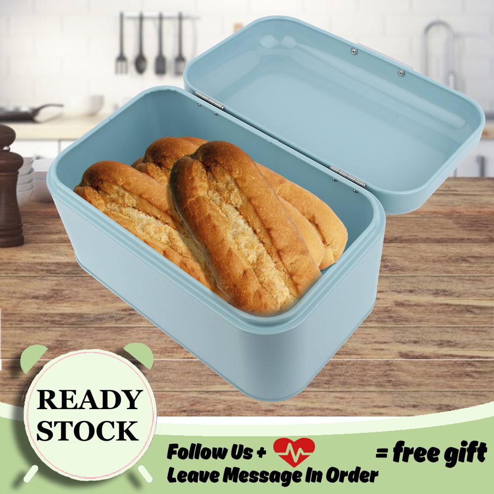 CREAM AMERICAN STYLE METAL BREAD LOAF STORAGE TIN CONTAINER Home