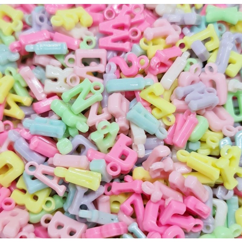 Plastic letter charms / vowels, consonants and mixed / 10pcs Shopee