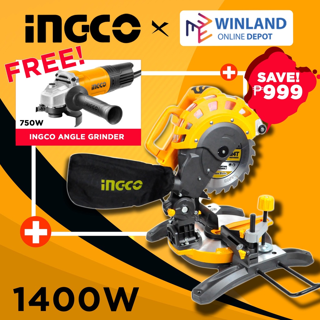 Ingco Original 81/4" Miter Saw Mitre Saw 1400W BMS14007 w/ FREE Angle